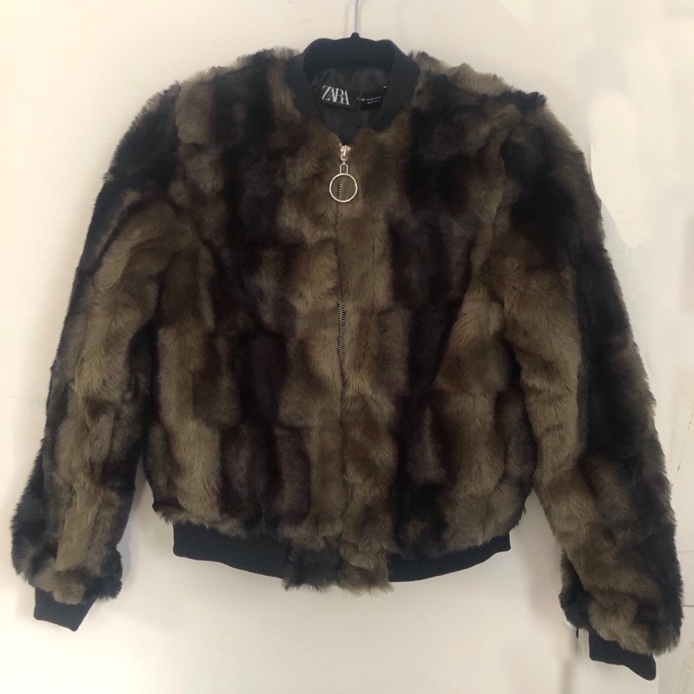 Zara Fake Fur Bomber Jacket